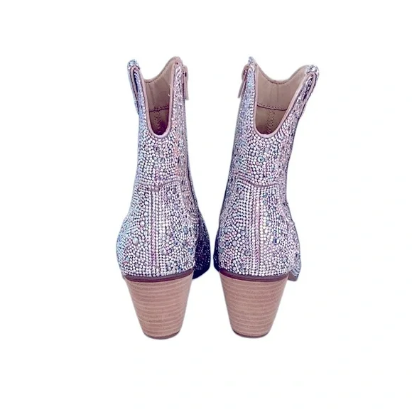 Women's New Sparkling Rhinestone Shayne Western style ankle boot WOMENS size 8.5 - Picture 13 of 13